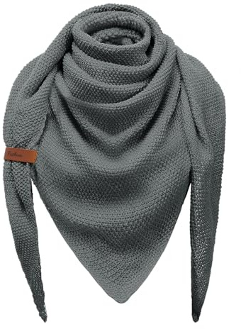 CMTOP Bufanda Mujer Invierno Triángulo Poncho Grande Casual Cálido Suave Color Sólido Chal Señoras(Gris oscuro, Talla Única)