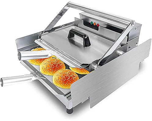 SmPinnaA Máquina Comercial para Asar Hamburguesas Pequeñas, Máquina para Calentar Pan De Hamburguesa De Doble Capa, Máquina Automática para Pan para Hamburguesería, con Temporizador para Ho,B