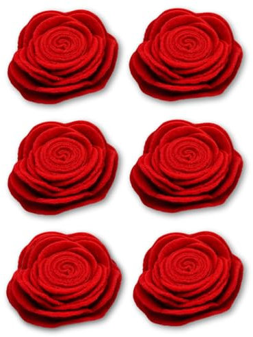 edelkern Rose decorative in feltro | fiori in feltro rosso | per decorare e fai da te | 6 pezzi