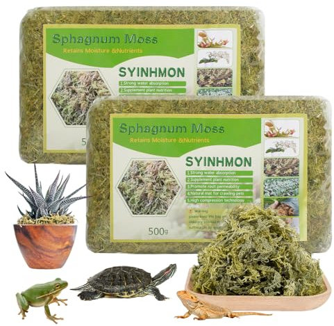 XPJBKC Sphaigne, 2 x 500 g Substrat Orchidee Sphaigne, Nutritionnelle Sphaigne Vivante pour Plante, Mousse de Sphaigne pour Plantes, Semis de Plantes, Enracinement de Boutures, Décoration de Mousse