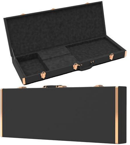 zachary Bass Guitar Hard Shell Case With Lock For Square Bass Guitar 45in Bass Guitars Hard-Shell Protective Carrying Case fit IBANEZ、FENDER Model with Security Lock Metal Feet (Classic Black)
