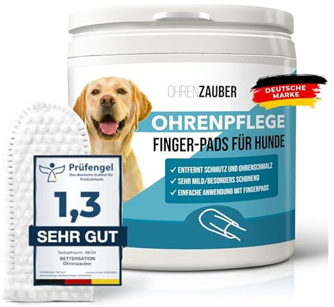 Bettersation Ohrreiniger Ohrpflege Fingerpads für Hunde & Katzen [100 Stück]- pflegt & schützt zuverlässig- Ear Wipes Ohrenreiniger Fingerlinge f. Ohrenentzündung Ohrenpflege Hygiene bei Hund Katze