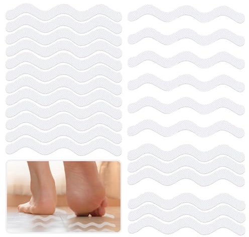 LUFFLOK 24 Pieces Self-Adhesive Shower Stickers, Non-Slip Shower Mat, Transparent Shower Mats, Sliding Surfaces, Non-Slip Sticker Strips for Bathtub, Stairs, Bathroom
