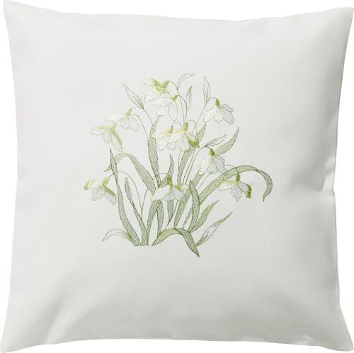 Erwin Müller Kissenhülle Schneeglöckchen weiß-grün Größe 40x40 cm