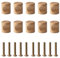 LuminaryLair 10 Pièces Naturel Bouton de Meuble Bois, 24 × 20 mm Poignée de Tiroir Ronde en Bois, Cannelé Bouton Meuble Bois, pour Placards