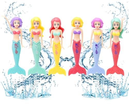 6Pcs Mermaid Pool Diving Toys for Kids, Mermaid Underwater Diving Toys, Colorful Bath Toys for Girls Boys, Aged 4 and Above, Mermaid Diving Toys for Swimming Bathtub Beach Garden Water Play