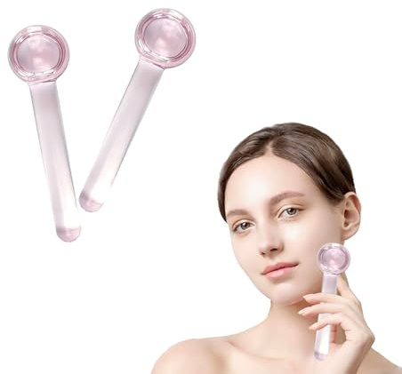 SportEmblema Ice Globes for Face & Eyes,Facials Cold Roller Cooling Globes for Skin Tightening & Anti-Aging Reusable Ice Facial Roller for Reduction of Puffiness & Wrinkles Dark Circles,Headaches-Pink