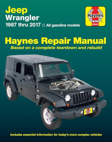 Jeep Wrangler 4-cyl & 6-cyl Gas Engine, 2WD & 4WD Models (87-17) Haynes Repair Manual (Does not include info specific to diesel engine models. Includes coverage apart from specific exclusion noted)