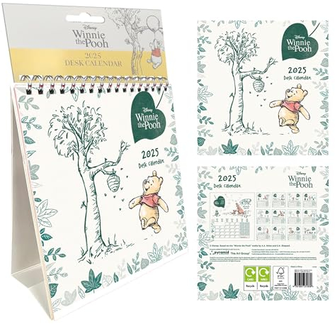 Pyramid – Winnie the Pooh 2025 Tischkalender, 29,7x42cm, Kinderbuch-Klassiker-Kalender für Fans, Monatsübersicht für Familien, mit Winnie Pooh Motiven