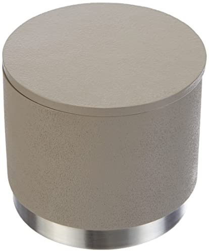 blomus -ARA- Aufbewahrungsdose aus Polystone / Edelstahl, stilvolles Taupe, trendige Schmuckablage, Baddose mit Deckel, universelle Dose, Badaccessoire (H / B / T: 8,5 x 10 x 10 cm, Taupe, 68866)