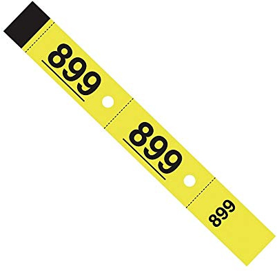 Elve - 1000 Tickets Vestiaire Perforés en 3 Parties (3x20cm) - Numérotés 1 à 1000 - Papier Épais 165g/m² - 20 Carnets de 50 - Fabriqué en France - Papier Écoresponsable (Jaune)