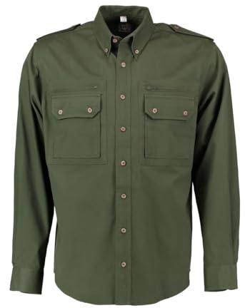OS Tracht, camicia da caccia da uomo, in verde scuro/verde scuro verde scuro XXL
