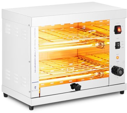 Royal Catering Tostiera Elettrica Salamandra Professionale RC-SGI01 (3200 W, Timer 15 minuti, Inox)
