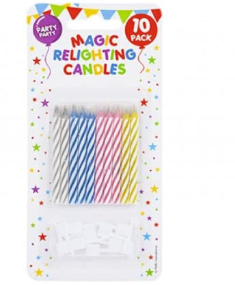 PMS Relighting Birthday Cake Candles with Holders Assorted Colours