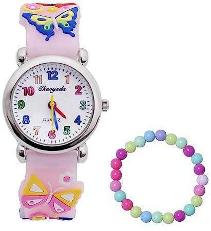 MUXIJIA Kinder Uhren für Mädchen ab 3-10 Jahre, Analog Quarz Armbanduhr Jungen Uhr Mädchen Uhr, 3D Cartoon Mädchenuhr Silikon Uhrenarmband Kinderuhr (Rosa)