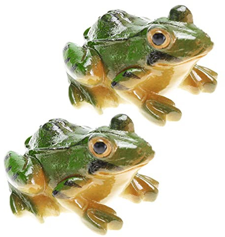 SG Store Lot de 2 statues en résine en forme de grenouille pour décoration intérieure et extérieure pour jardin, terrasse, cour, micro fée, jardin et pots de fleurs