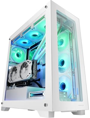 Mars Gaming MC100, ATX Gaming Gehäuse, 9 cm FRGB Lüfter, Convect-Cool Belüftung, Schwarz