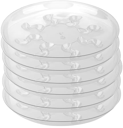 ZZPYXIA 6 Pack 12 Inch Heavy Duty Clear Plastic Plant Saucer Sturdy Pot Tray Plant Drip Trays for pots,Plant Water Catcher Tray,Flower Pot Saucer Water Drainage Tray Floor Protector (12 Inch)
