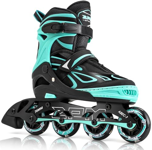 2pm Sports Adjustable Kids Inline Skates, Inline Skates for Boys and Girls - Mint Medium