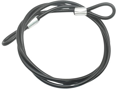 Bytiyar 8FT 6mm Stainless Security Cables Tether,Braided Steel Vinyl Coated Safety Strap Luggage Lock,Flexible Wire Lead Chain Leash with Double Loops,Black