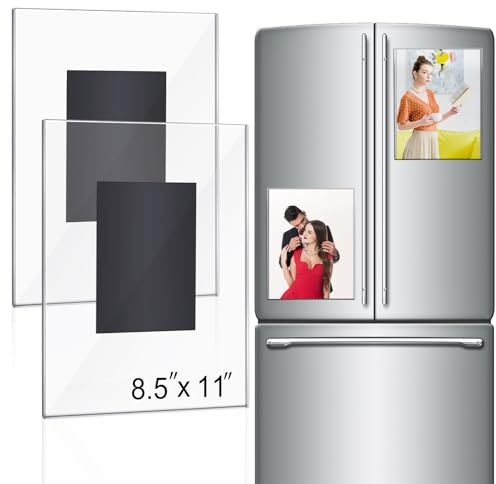 CroBlissful 2 Pcs Acrylic Magnetic Photo Frame for Fridge Large Magnetic Picture Frames Clear Magnetic Acrylic Frame for Locker Cubicle Display Children Artworks and Schedules(8.5 x 11 Inch)