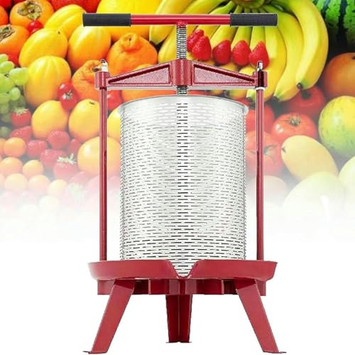 Estrattore manuale per miele Pressa manuale per frutta da 14 litri, produzione di sidro, cestello cavo in acciaio inossidabile, base stabile e resistente, pressa ergonomica con impugnatura a