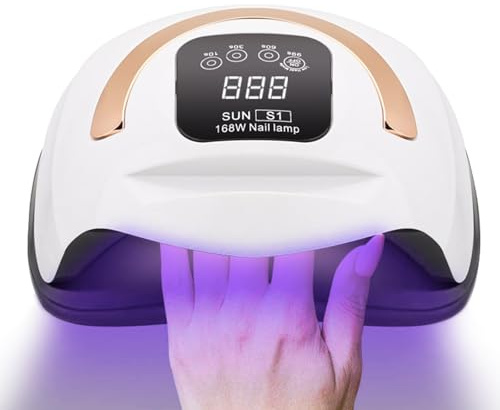 Lampada per unghie super potente da 168W, lampada professionale per unghie ad asciugatura rapida, perle di lampada a doppia sorgente luminosa LED+UV, 36 perle di lampada, con avvio a induzione