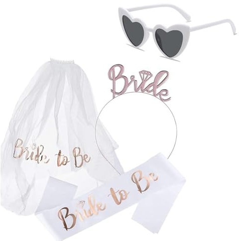 RNXSIB Accessories for Bride to Be, Decorative Sash Set, for Bachelorette Party and Wedding Photography, Pack of 4 ﻿