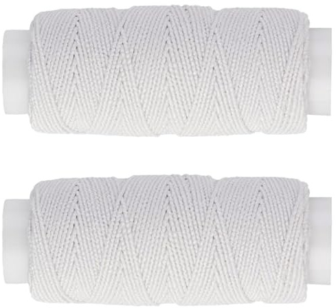 30m White Shirring Elastic for Sewing 2Pcs Stretchy Thread Sewing Machine Shearing Stretch Cord for Knitting Dress Skirt Pants Clothes Cuffs Bracelet Jewelly Crafts Making Resilience Spool, 6MM