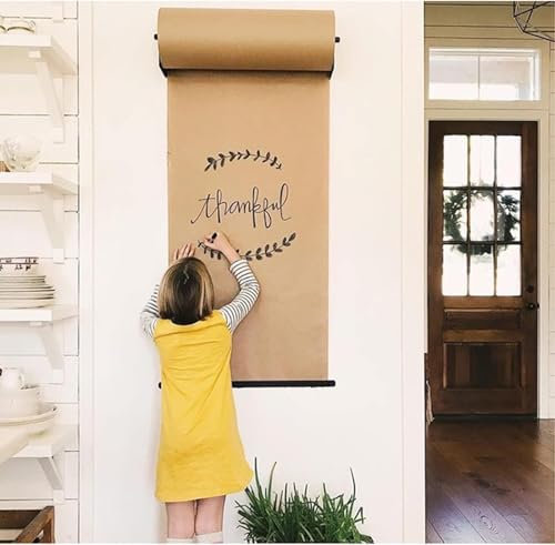 WaiDXn Support de Rouleau de Papier Kraft, Distributeur de Couteaux, chevalet de Menu Mural for Panneaux de Graffitis(37cm/14.5inch)