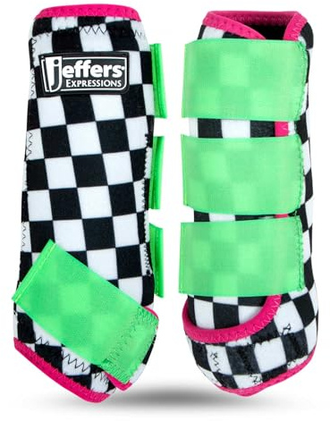 Jeffers Expression Protective Horse Boots 1 Pair, Skater Cowgirl - Safe Neoprene Leg Guards, Comfortable Fit, Durable Strap Closures, Front & Hind Support, Accessories for Travel & Riding - Medium