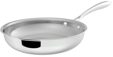 SANFELA 9.5 Inch Stainless Steel Frying Pan, 5-Ply Stainless Steel Pan, Dishwasher and Oven Safe, Induction Pan, Even Heat Distribution, PTFE, PFAS and PFOA Free