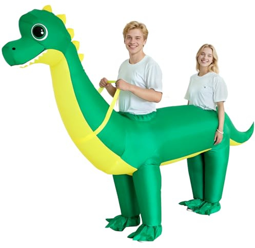 XYJKIDSES Inflatable Dinosaur Costume for Couples Halloween Costumes for Adults Funny 2025 New Inflatable Costume 2-Person Brachiosaurus Costumes Blow Up Costumes for Cosplay Party