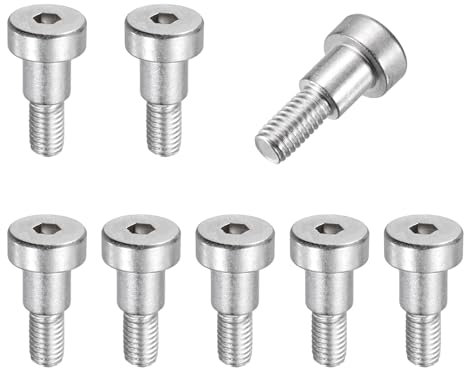 sourcing map 8 bulloni a spalla in acciaio inossidabile 304 8 mm diametro spalla 8 mm lunghezza spalla M6x1 filettatura esagonale bulloni a spalla per industrie di macchine per stampaggio a iniezione