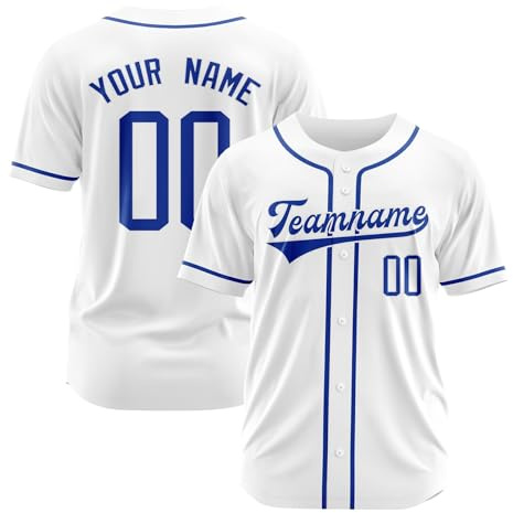 Camisa Camisa Hombre Béisbol Personalizado Impreso Nombre Personalizar Número Camisetas Deportivas para Hombres Mujeres Traje Camisa de Hombre, Blanco, L