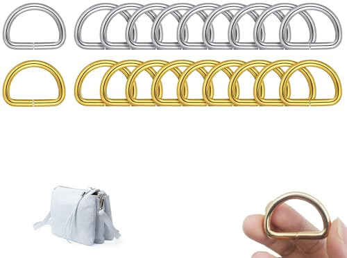 VYNZOR 20 pezzi Anelli per Borse, Anelli a D Metallo, Fibbia Zaino ad Anello per Borsa Tracolla Zaino Bagagli, Accessori per Borse Fai da Te, Fibbie per Borse, Anelli per Borse Uncinetto, Lavorazione