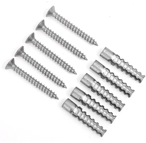 pluggar 10 mm, 100/10 set, tandat expansionsrör av kolstål med skruvar, självgängande metallskruv för betongväggankare (6 mm – 100 uppsättningar)