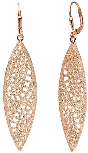 Jobo Damen-Ohrringe lang hängend aus 925 Sterling Silber rosegold vergoldet matt