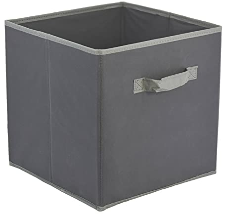 GEEZY Foldable Non-Woven Fabric Storage Cubes with Handle, 30x30x30cm, Grey, Single - Toys, Books, and Clothes Storage Organiser - Suitable for Cube Storage Units, Closets, Shelves, Drawers