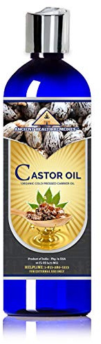 Ancient Health Remedies Organic Castor Oil - Cold Pressed, Unrefined, Pure Carrier Oil for Hair Growth, Skin Moisturizing & Softening (16 oz)