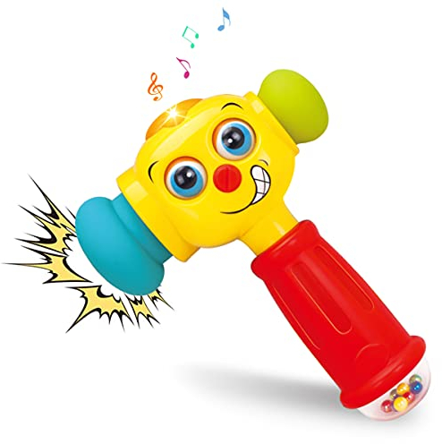 HOLA Jouet pour bébé dès 1 an avec Jeu de Marteau Musical et hochet, Jeux éducatifs, Cadeau d'anniversaire, Jouets pour Enfants dès 1 an pour garçons et Filles avec lumière et Son