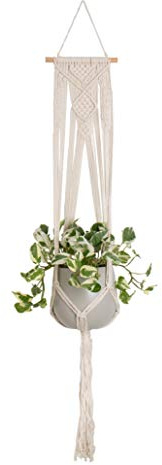 Artevasi Perchas de macramé, macetas Colgantes de Pared para Interiores y Exteriores, Cuerda de algodón Hecha a Mano, Soporte para macetas (43 Pulgadas, Blanco)
