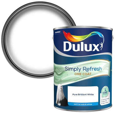 Dulux Simply Refresh One Coat Matt Emulsion Paint - Pure Brilliant White - 5L