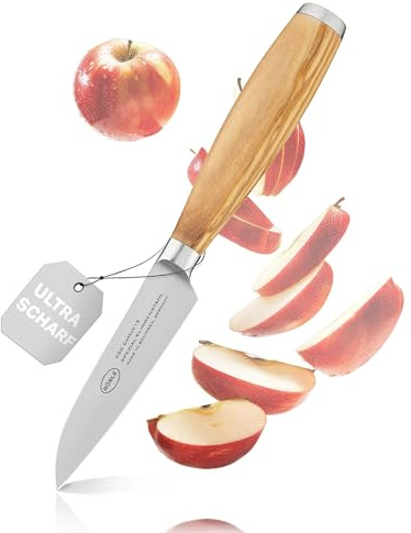 RÖSLE Artesano Cuchillo de pelar, cuchillo de cocina para cortar frutas y verduras. Fabricado en Solingen con hoja de acero especial y madera de olivo