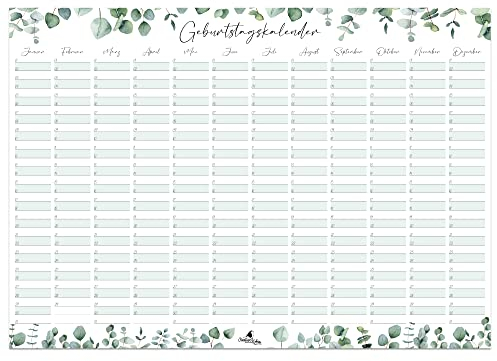 Eukalyptus Wandkalender jahresunabhängig I immerwährender Geburtstagskalender I DIN A3