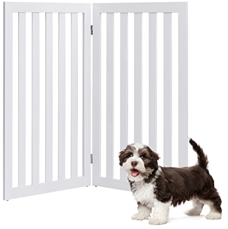 GYMAX Rejilla de Seguridad para Perros de 60 cm, Plegable y Ajustable, con Bisagra de Hardware de 360° y Superficie de Pintura, para Interior y Exterior (2, 89x50x1.5cm)