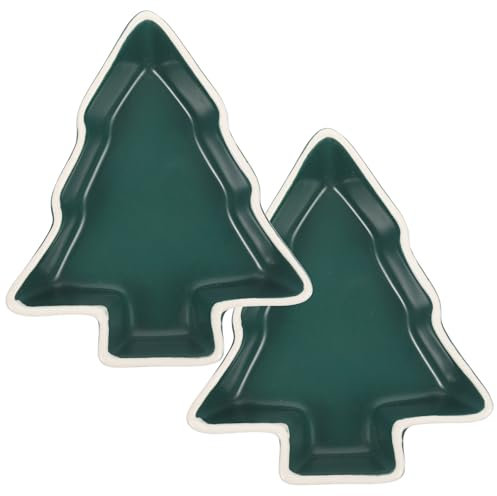 Operitacx 2 Stück Weihnachtsteller Porzellan Vorspeisenteller Snackschalen Trockenobstschalen n Multifunktionsteller Weihnachtsbaumbehälter Keramikschalen