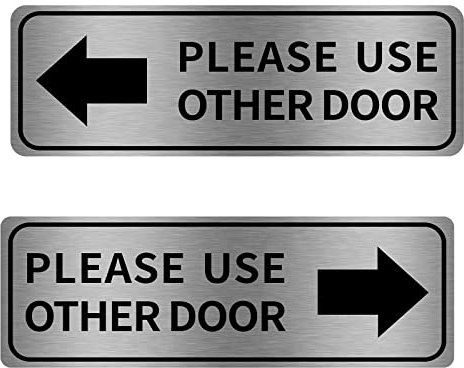 Please Use Other Door Sign Aluminum 12x4 Inch Self-Adhesive Left Right Arrow Metal Waterproof for Business Office Entrance 4 Pack