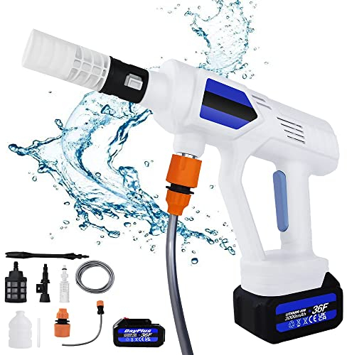 Nettoyeur haute pression sans fil 21 V max avec batterie 3,0 Ah et chargeur, kit pistolet de lavage électrique 45 bar pour le lavage de vélo, maison, jardin, nettoyeur haute pression mobile avec buse