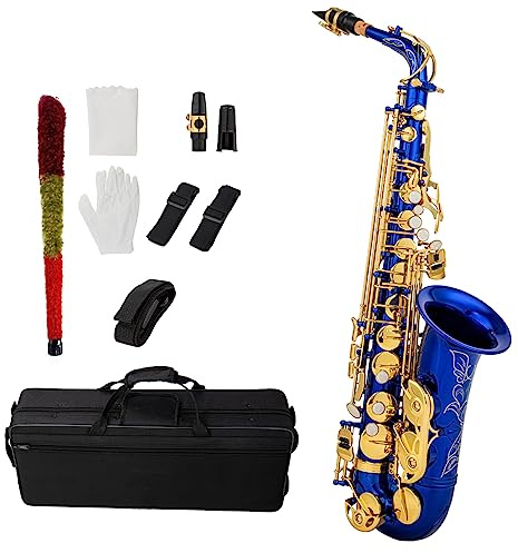 Btuty Eb Sassofono contralto Ottone E Flat Sax 802 Tipo di chiave Strumento a Fiato con Asta di Pulizia Guanti di Stoffa Cinturino Custodia Imbottita